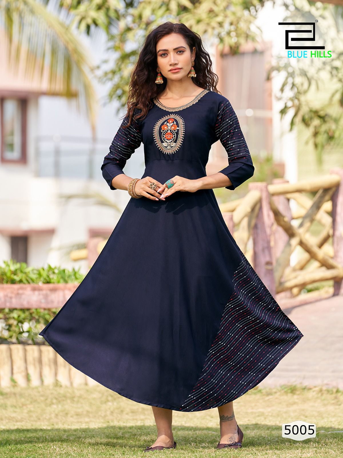 LAHARIYA VOL 5 BLUE HILLS RAYON WESTERN WEAR WHOLESALE GOWN CATALOG